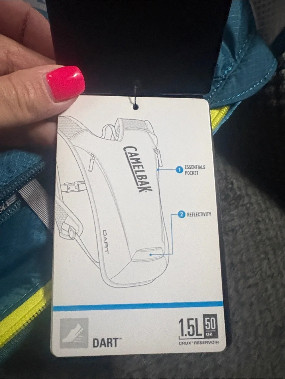 CamelBak Dart Hydration Pack - Teal with Neon Yellow NEW